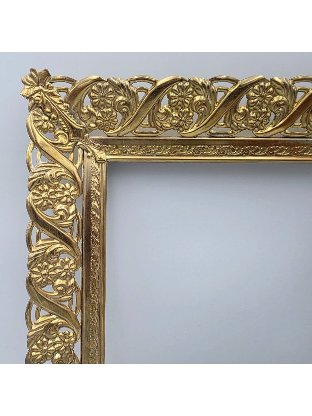 Ornate Gold Tone Brass Picture Frame Detailed Floral Filigree 8x10 Hollywood Reg